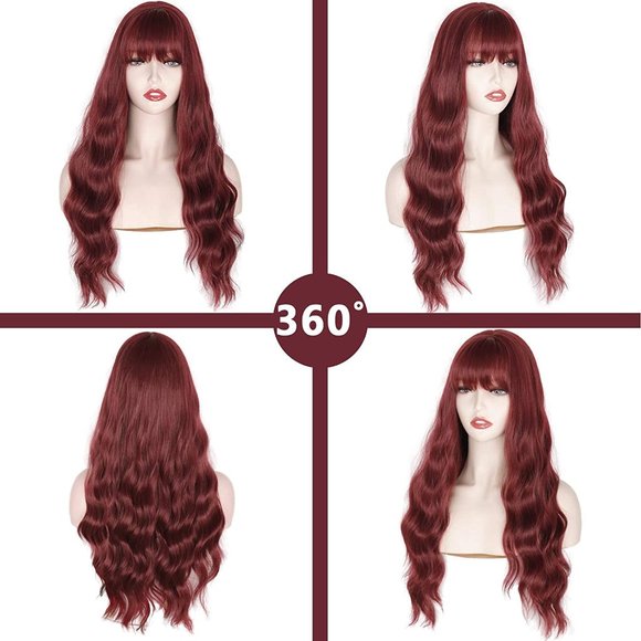 Red Wig with Bangs - Picture 2 of 3